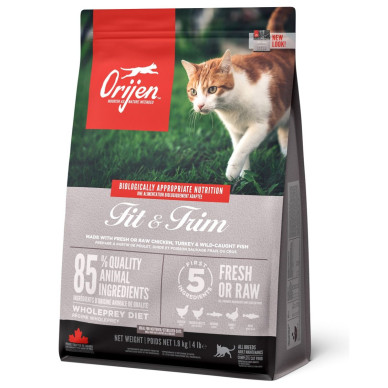 ORIJEN Fit & Trim – hrană uscată fără cereale pentru pisici supraponderale, 1,8 kg